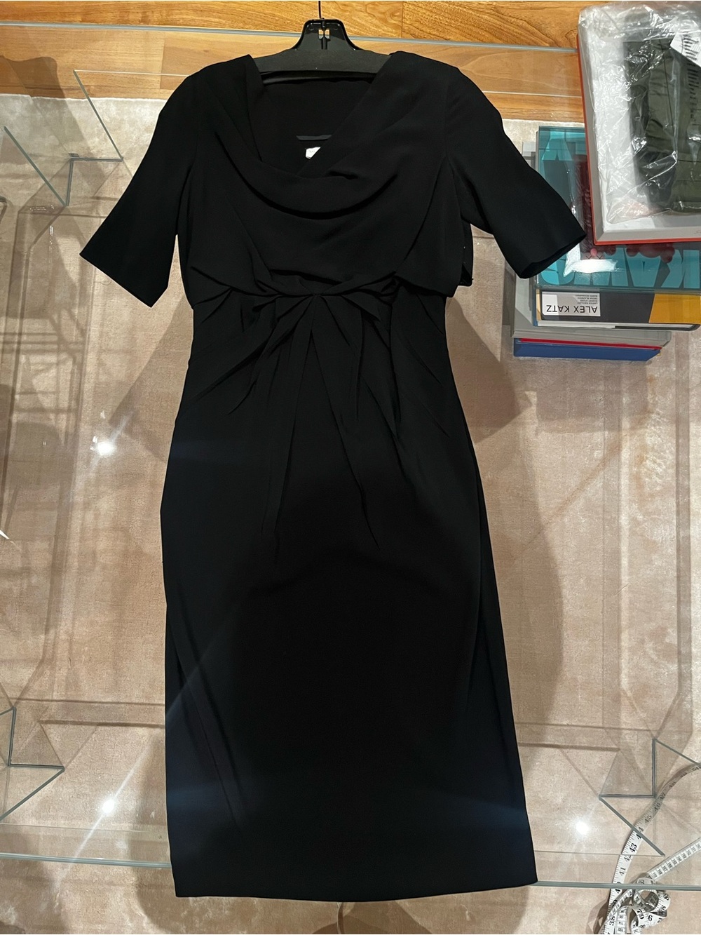 Valentino Black Sheath Dress with Draped Neckline